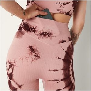 Victoria Secret Love Pink Tie Dye High Waist Seamless Leggings & Tank Top SizeXS